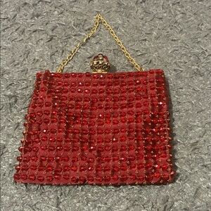 Vintage red beaded mini bag